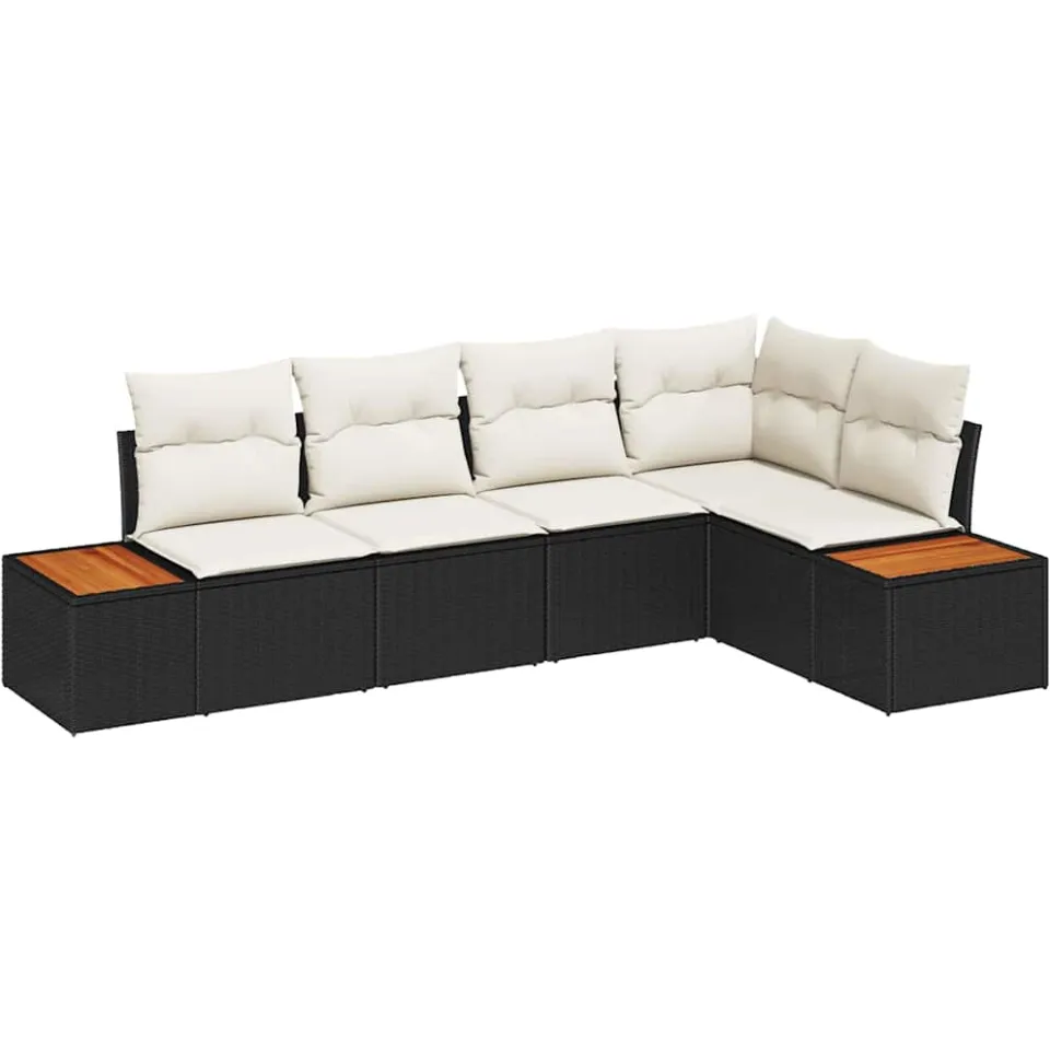 vidaXL Tuinbankenset 5 st Zwart Poly riet