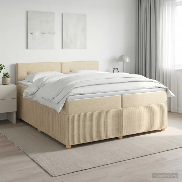 vidaXL Boxspringbed met matras Crèmekleurig 200 x 200 cm Stof