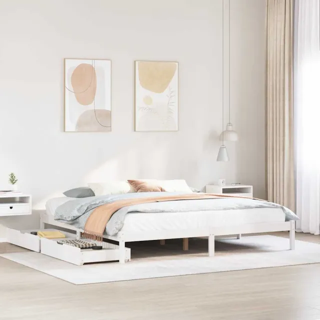 vidaXL Bedframe zonder matras massief grenenhout wit 200x200 cm