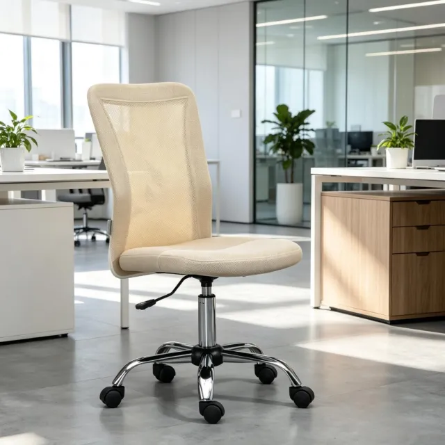 MODFU Ergonomische Bureaustoel - Hoogteverstelbaar - 360° Draaibaar - Mesh - Beige
