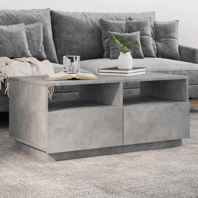 vidaXL Salontafel met LED-verlichting 90x49x40 cm betongrijs grijs, foto 2