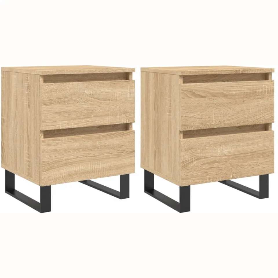 vidaXL Nachtkastjes 2 st 40x35x50 cm sonoma eikenkleurig, foto 3