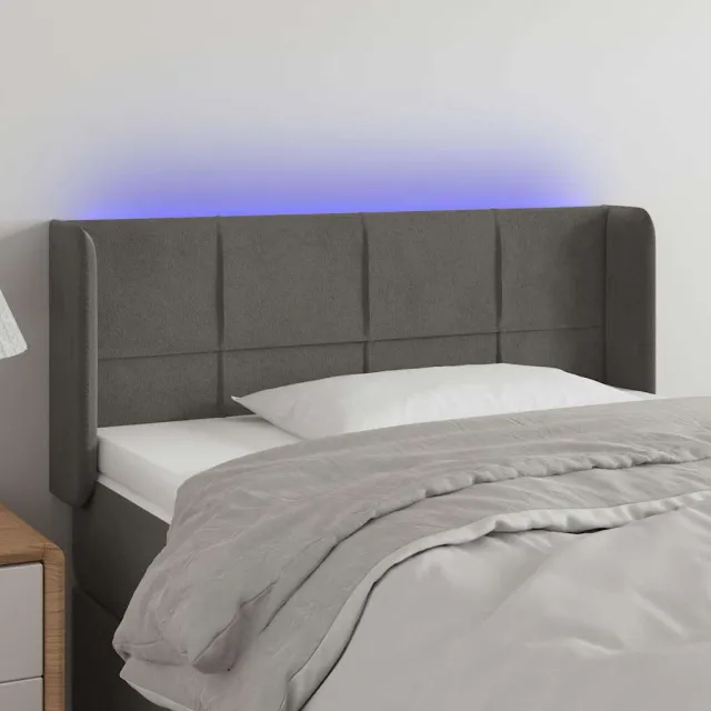 vidaXL Hoofdbord LED 103x16x78/88 cm fluweel donkergrijs grijs