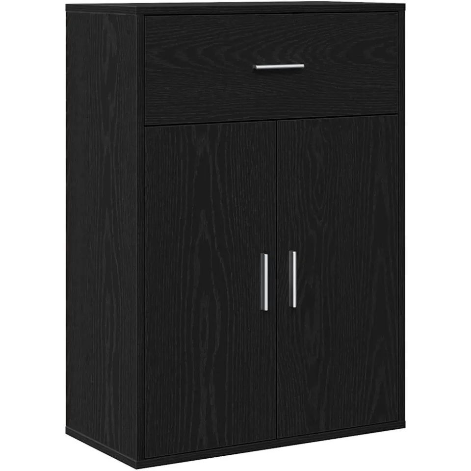 vidaXL Dressoir Zwart Eiken 60 x 30 x 84 cm Bewerkt hout, foto 3