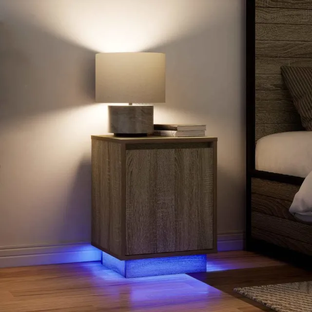 vidaXL Nachtkastjes met led-verlichting 2 st Sonoma eikenkleurig, foto 2