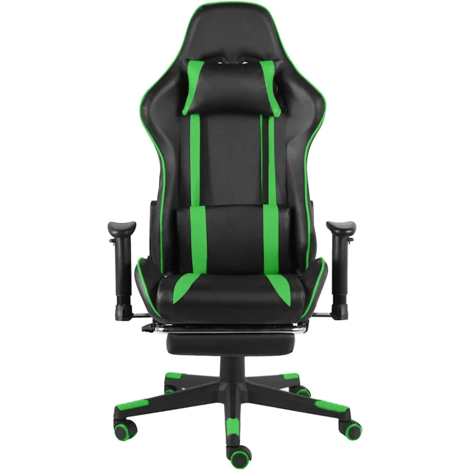 vidaXL Gamestoel draaibaar met voetensteun PVC groen, foto 2