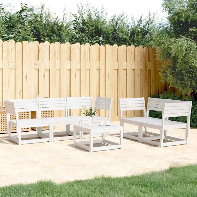 vidaXL 5-delige Loungeset massief grenenhout wit, foto 2