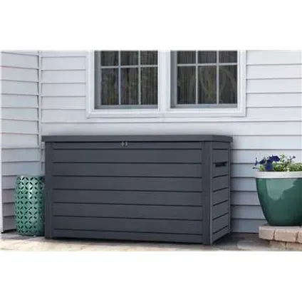 Keter Kussenbox Ontario - Houtlook - Antraciet - 870l - 147x83x86cm, foto 2