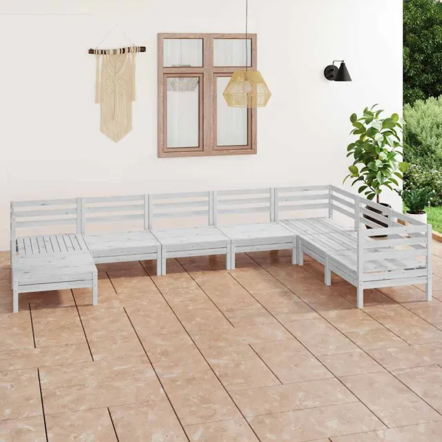 vidaXL 8-delige Loungeset massief grenenhout wit, foto 2