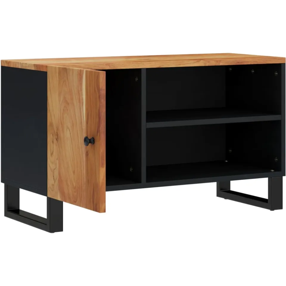 vidaXL Tv-meubel 80x33x46 cm massief acaciahout en bewerkt hout Bruin