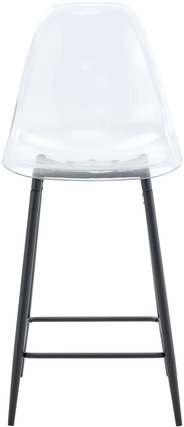 SONNENH Transparante barkrukken set van 2 - Zwart metalen frame - Rug en voetensteun - Zithoogte 65 cm