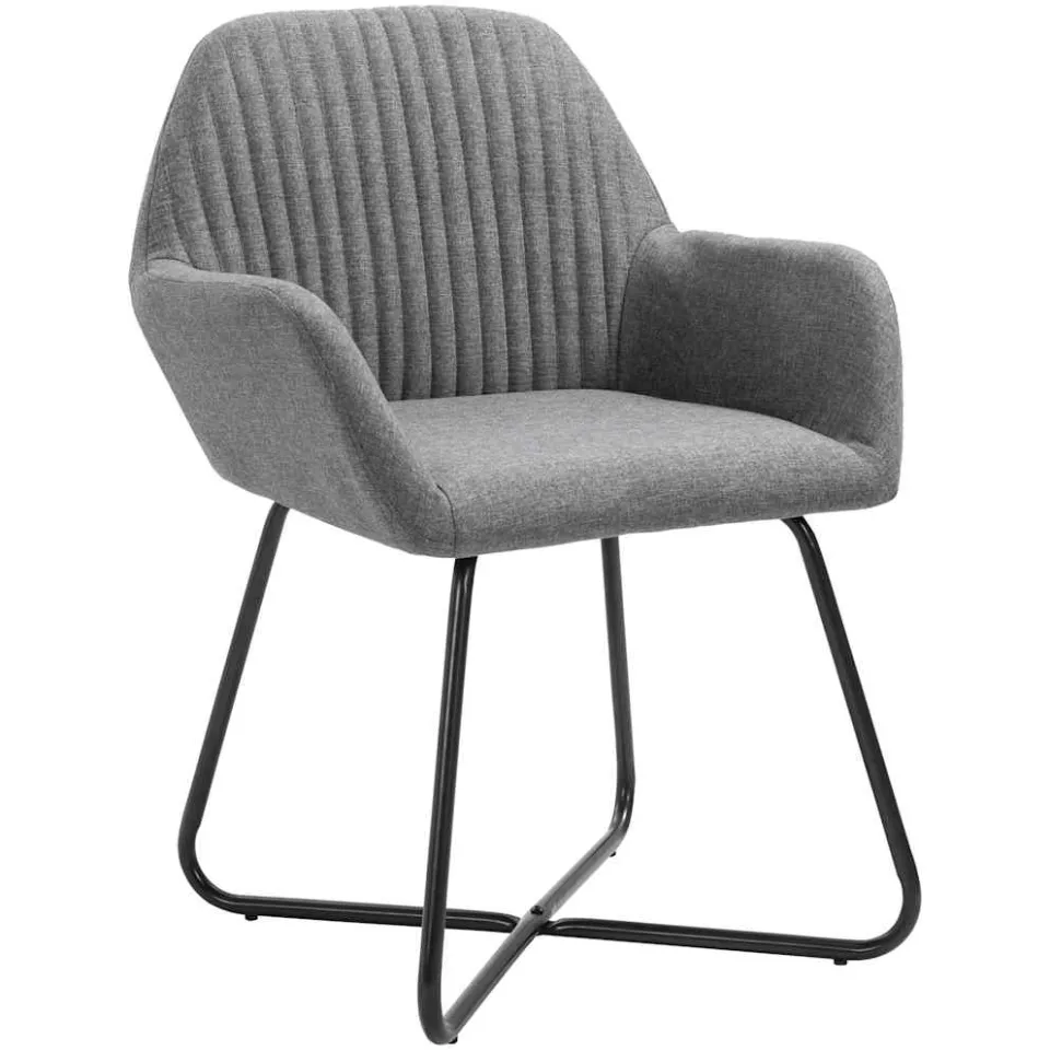 vidaXL Eetkamerstoelen 4 st stof donkergrijs grijs, foto 2