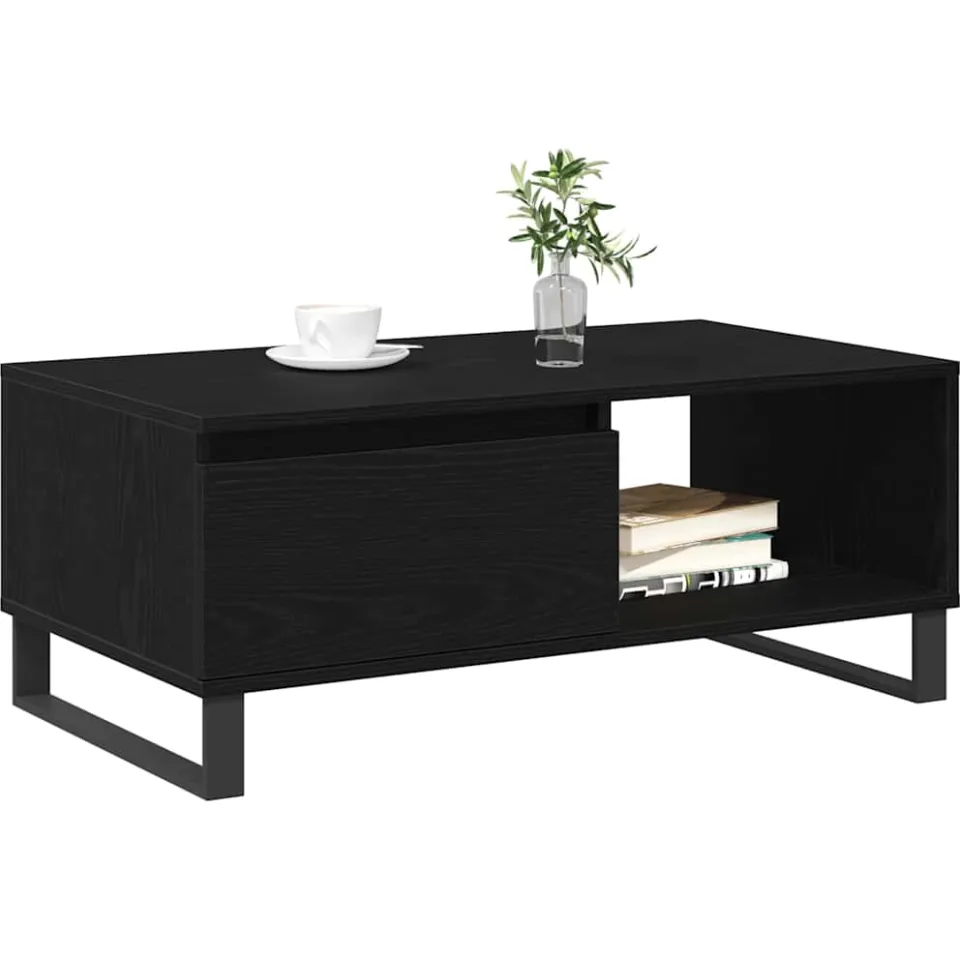 vidaXL Salontafel Zwart Eiken 90 x 50 x 36,5 cm Bewerkt hout