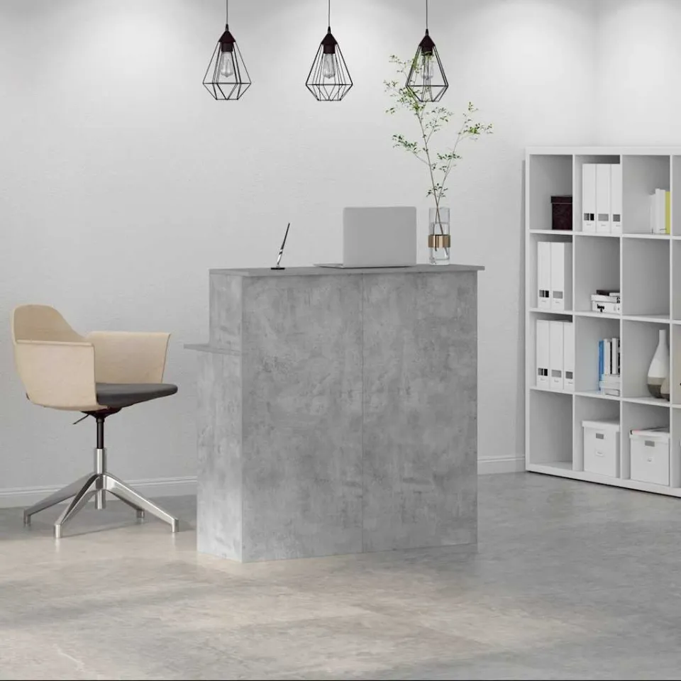 vidaXL Receptiebalie 100x50x103,5 cm bewerkt hout betongrijs grijs, foto 2