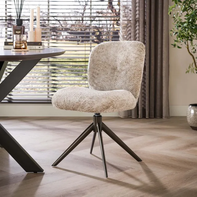 Hoyz Collection Eetkamerstoel Mello - Beige - 60x48x84 cm - Set van 2
