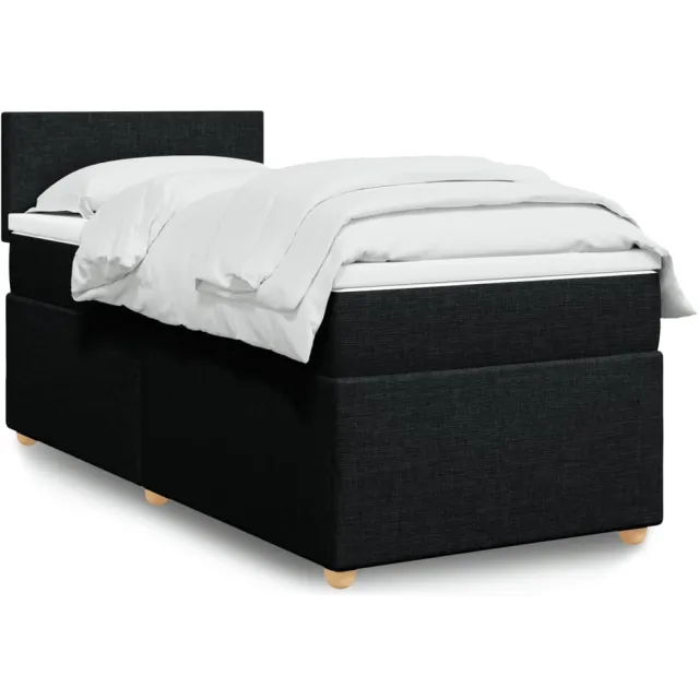 vidaXL Boxspring met matras stof zwart 80x200 cm