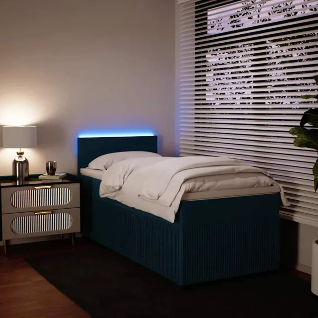 vidaXL Boxspring met matras fluweel blauw 100x200 cm