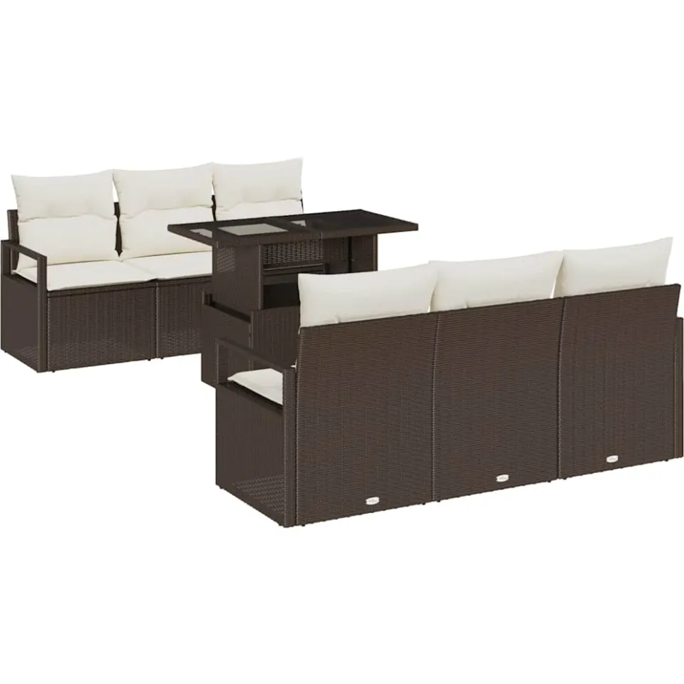 vidaXL Tuin Sofa Set 7 st Bruin Poly riet