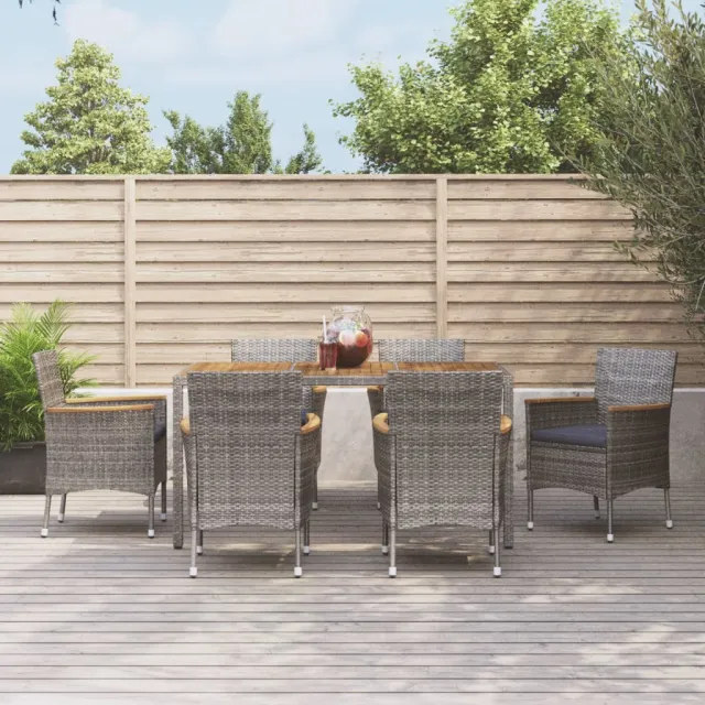 vidaXL 7-delige Tuinset met kussens poly rattan grijs, foto 2