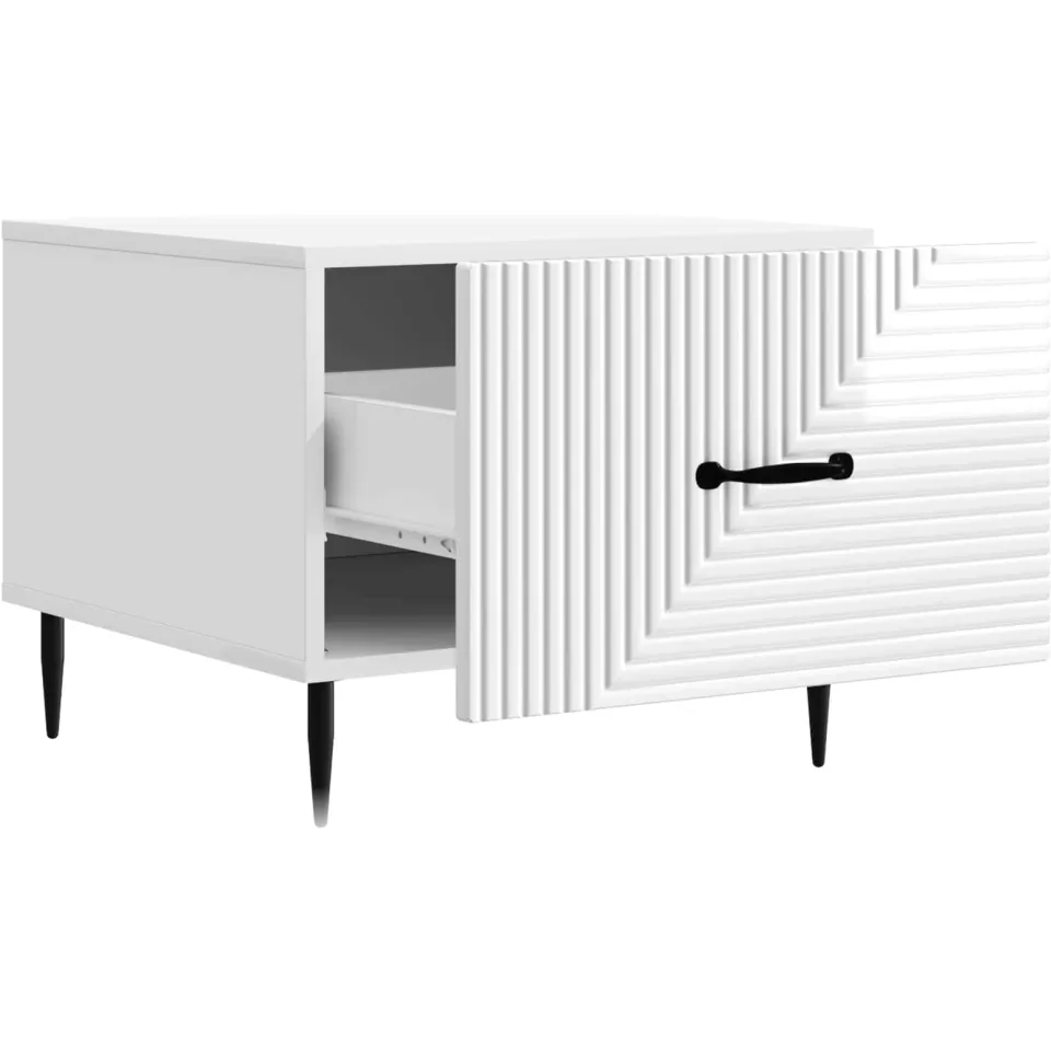 vidaXL Salontafel met lade Hoogglans Wit 49 x 50 x 40 cm Bewerkt hout, foto 3