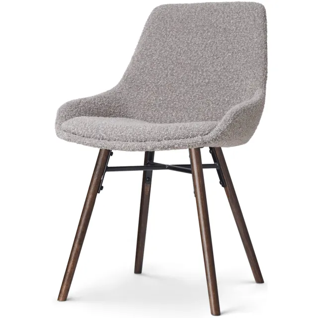 Nolon Nena-Isa eetkamerstoel bouclé taupe - walnoot houten onderstel