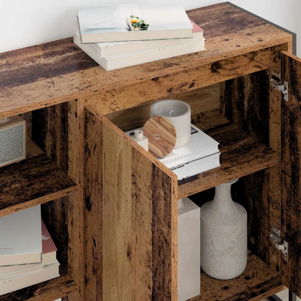 vidaXL Bijzetkast Oud Hout 96.5 x 30 x 75 cm Bewerkt hout bruin, foto 4