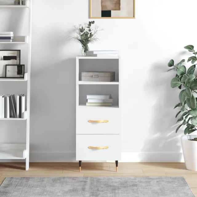 vidaXL Dressoir 34,5x34x90 cm bewerkt hout hoogglans wit