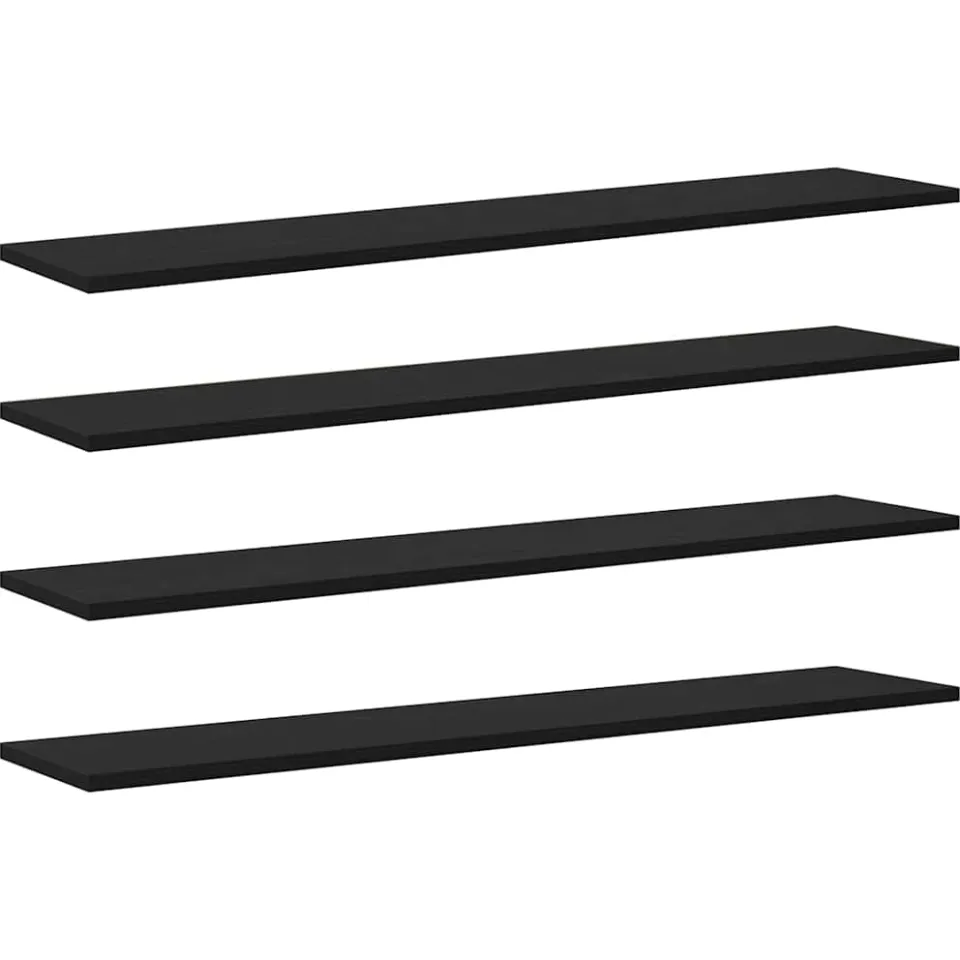 vidaXL Boekenplank Bord 3-laags 4 st 100 x 20 x 1,5 cm Bewerkt hout Zwart