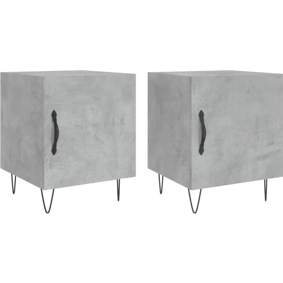 vidaXL Nachtkastjes 2 st 40x40x50 cm bewerkt hout betongrijs grijs