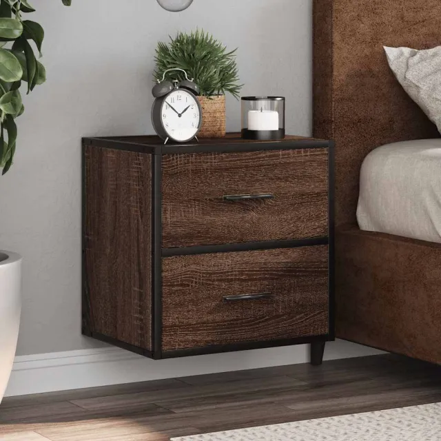 vidaXL Nachtkastjes 2st wandgemonteerd 40x31x39,5cm bruin eikenkleurig, foto 2