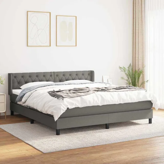 vidaXL Boxspring met matras stof donkergrijs 160x200 cm grijs