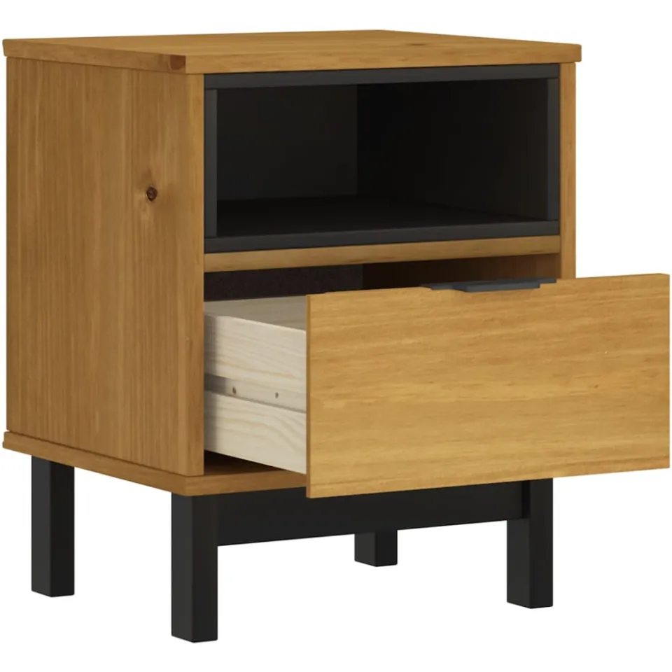 vidaXL Nachtkastje FLAM 40x35x50 cm massief grenenhout Bruin