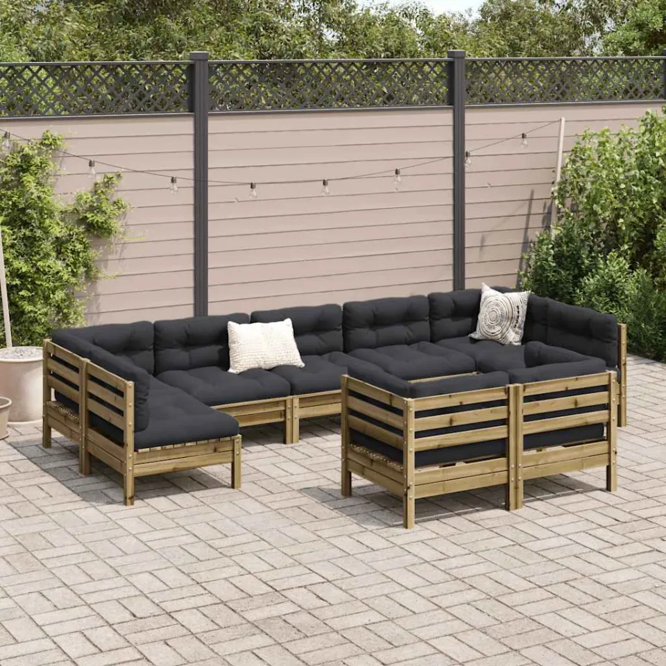 vidaXL 9-delige Loungeset met kussens geïmpregneerd grenenhout bruin, foto 2