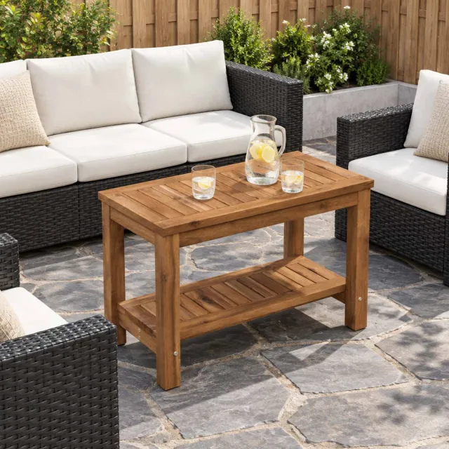 vidaXL Salontafel LAREN Naturel 60,5 x 30 x 45 cm Massief Acaciahout, foto 2