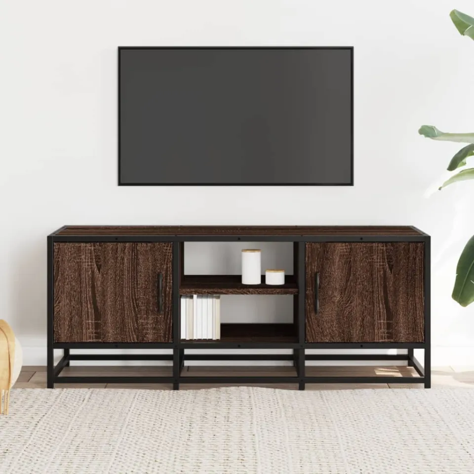vidaXL Tv-meubel 100x35x41 cm bewerkt hout metaal bruin eikenkleur, foto 3