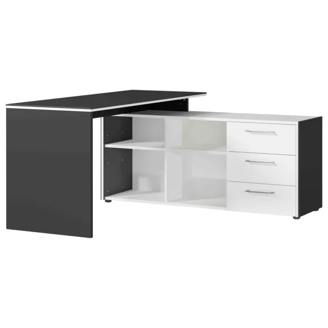 Hoekbureau Minerva Grafiet Wit Grijs | Wit
