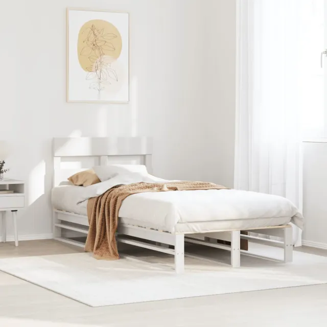 vidaXL Bedframe zonder matras massief grenenhout wit 90x190 cm