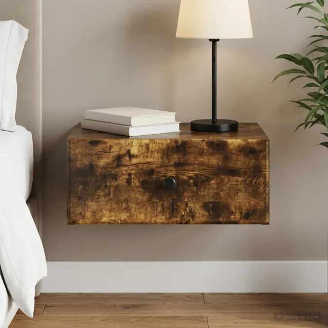 vidaXL Wandbeugel Bedkast Gerookt eiken 49 x 34,5 x 20 cm Bewerkt hout, foto 2