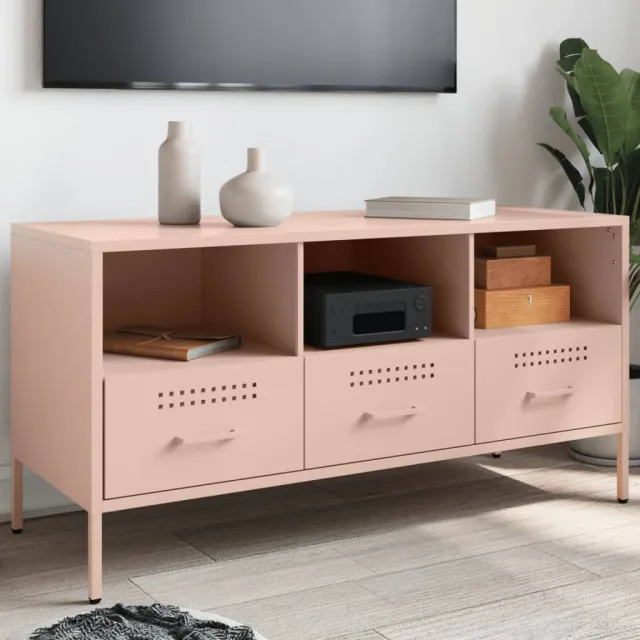 vidaXL Tv-meubel 100,5x39x50,5 cm staal roze, foto 2