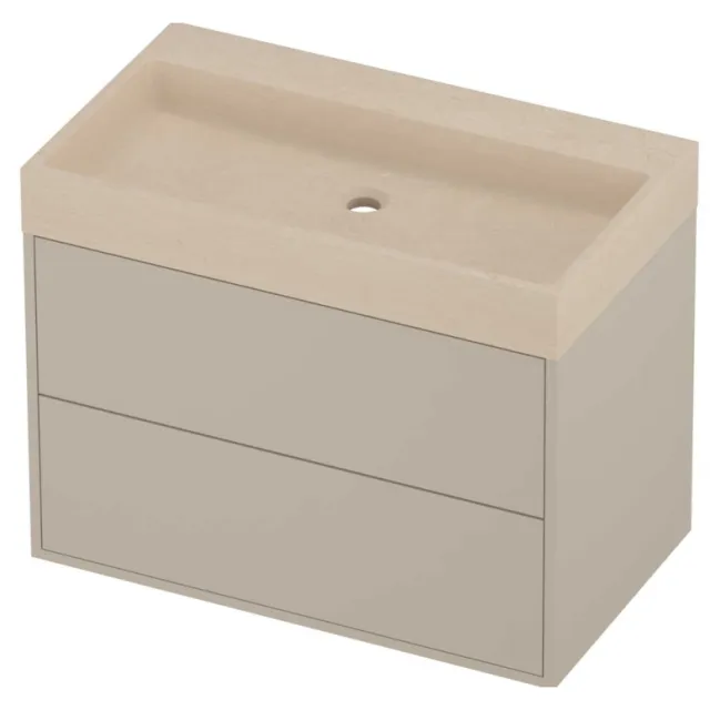 Proline Evoli Badmeubelset Hardsteen Loft 2 Laden 80x46x62 cm Sand Stone Soft Linen Beige
