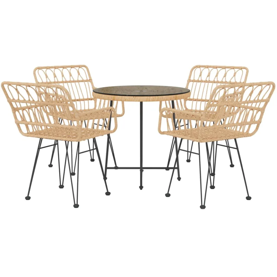 vidaXL 5-delige Tuinset poly rattan Bruin