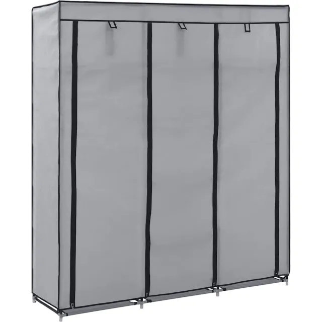 vidaXL Kledingkast met vakken en stangen 150x45x175 cm stof grijs