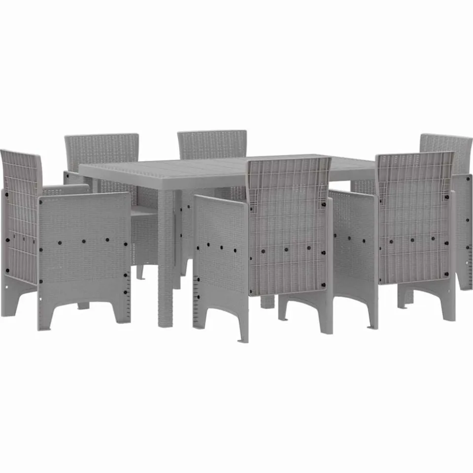 vidaXL Tuin Eetset 7 st Lichtgrijs Polt riet