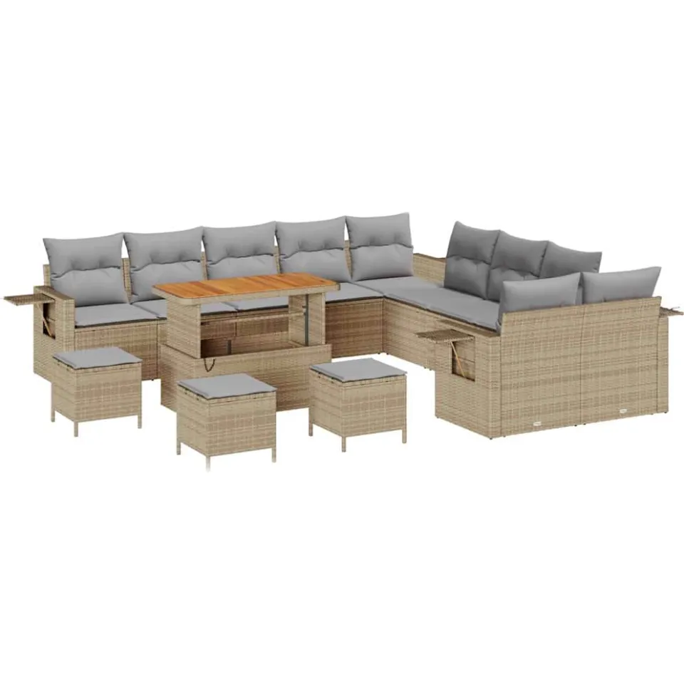 vidaXL Tuin Sofa Set 14 st Beige poly rattan