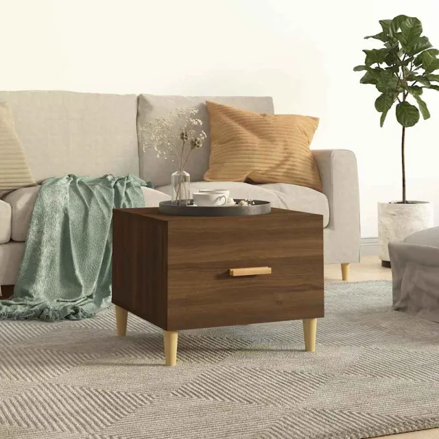 vidaXL Salontafel 50x50x40 cm bewerkt hout bruin eikenkleur, foto 2