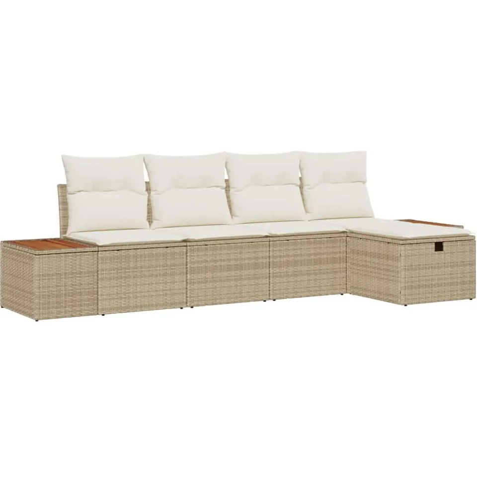 vidaXL Tuinbankenset 5 st Beige poly rattan