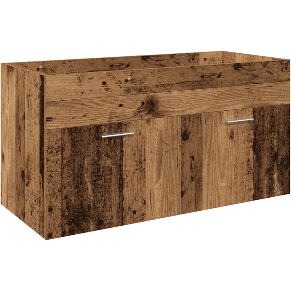 vidaXL Wastafelkast met ingebouwde wasbak bewerkt hout oud hout bruin, foto 4