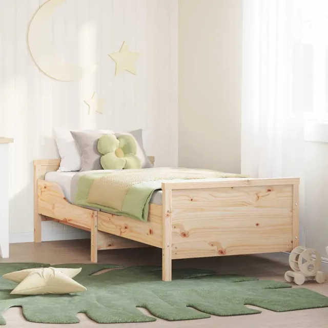 vidaXL Bedframe met hoofdeinde Bruin 80 x 200 cm Bewerkt hout Beige