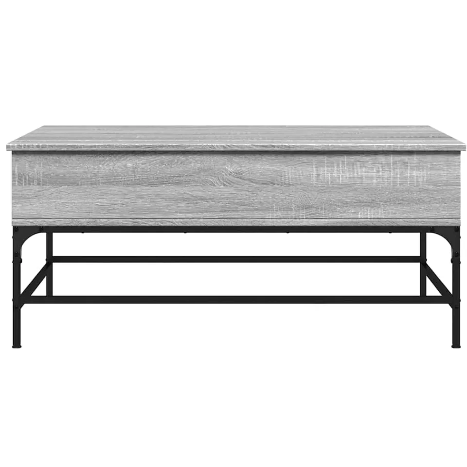 vidaXL Salontafel 100x50x45 cm bewerkt hout en metaal grijs sonoma, foto 4