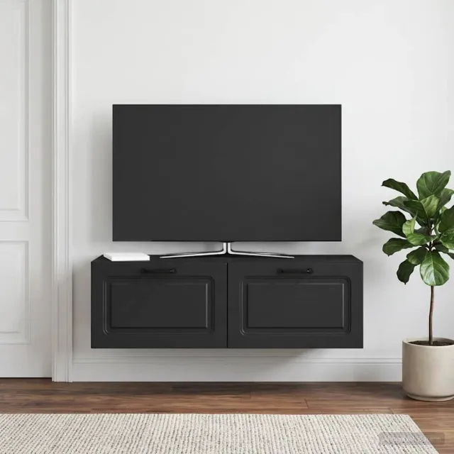 vidaXL Wandbeugel TV-kast Zwart 98 x 31 x 30 cm Bewerkt hout